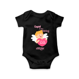 Cupid In The Making - Valentine's Day Themed Customized Romper For Babies - BLACK - 0 - 3 Months Old (Chest 16")