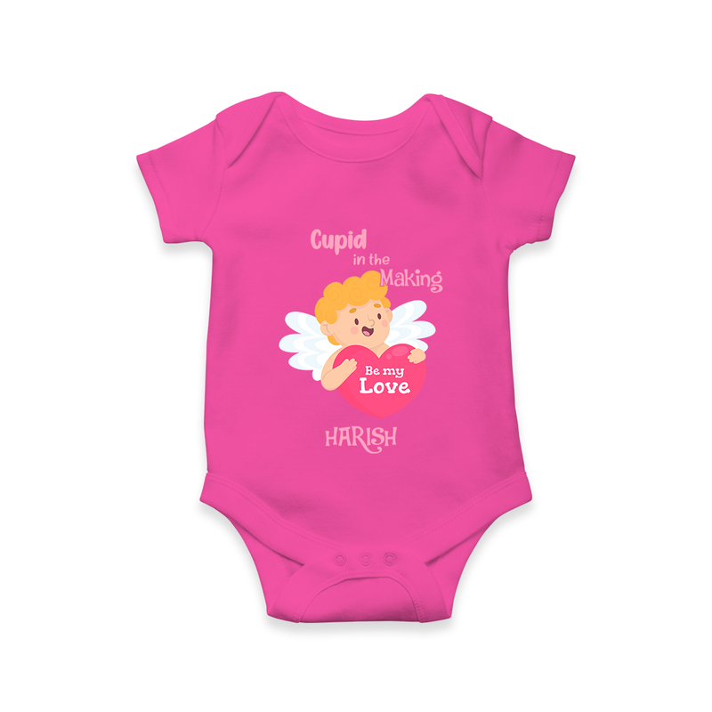 Cupid In The Making - Valentine's Day Themed Customized Romper For Babies - HOT PINK - 0 - 3 Months Old (Chest 16")