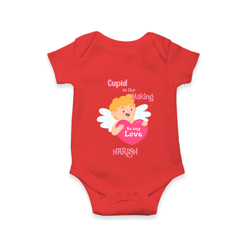 Cupid In The Making - Valentine's Day Themed Customized Romper For Babies - RED - 0 - 3 Months Old (Chest 16")