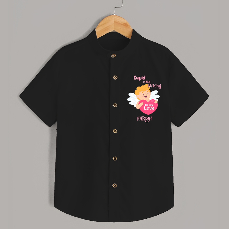 Cupid In The Making - Valentine's Day Themed Customized Shirt For Kids - BLACK - 0 - 6 Months Old (Chest 23")