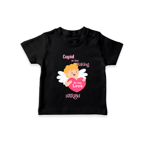 Cupid In The Making - Valentine's Day Themed Customized T-Shirt For Kids - BLACK - 0-5 Months Old (Chest 17")