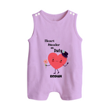 Heart Stealer On Duty - Valentine's Day Themed Customized Romper Suit For Babies - LILAC - 0 - 5 Months Old (Chest 18")