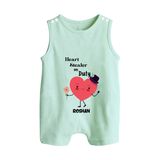 Heart Stealer On Duty - Valentine's Day Themed Customized Romper Suit For Babies - MINT GREEN - 0 - 5 Months Old (Chest 18")