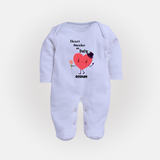 Heart Stealer On Duty - Valentine's Day Themed Customized Sleep Suit For Babies - BABY BLUE - New Born (Chest 7.5")