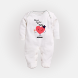 Heart Stealer On Duty - Valentine's Day Themed Customized Sleep Suit For Babies - WHITE - New Born (Chest 7.5")