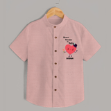 Heart Stealer On Duty - Valentine's Day Themed Customized Shirt For Kids - PEACH - 0 - 6 Months Old (Chest 23")