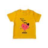 Heart Stealer On Duty - Valentine's Day Themed Customized T-Shirt For Kids - CHROME YELLOW - 0-5 Months Old (Chest 17")