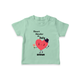 Heart Stealer On Duty - Valentine's Day Themed Customized T-Shirt For Kids - MINT GREEN - 0-5 Months Old (Chest 17")