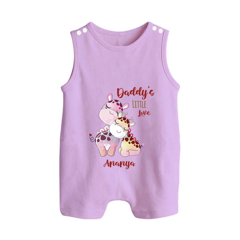 Daddy's Little Love - Valentine's Day Themed Customized Romper Suit For Babies With Name - LILAC - 0 - 5 Months Old (Chest 18")