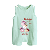 Daddy's Little Love - Valentine's Day Themed Customized Romper Suit For Babies With Name - MINT GREEN - 0 - 5 Months Old (Chest 18")