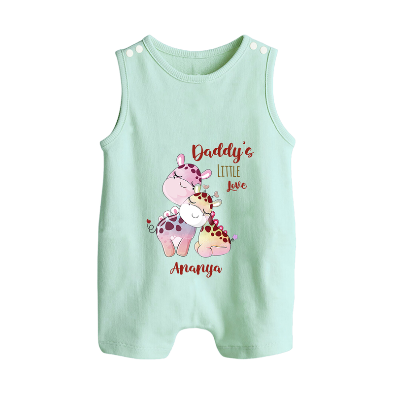 Daddy's Little Love - Valentine's Day Themed Customized Romper Suit For Babies With Name - MINT GREEN - 0 - 5 Months Old (Chest 18")