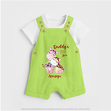 Daddy's Little Love - Valentine's Day Themed Customized Dungaree Set For Kids With Name - GREEN - 0 - 5 Months Old (Chest 18")