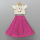 Daddy's Little Love - Valentine's Day Themed Customized Crop Top And Skirt For Kids With Name - FUSCHIA - 6 - 9 Months Old (Chest 20" , Frock Waist 20")