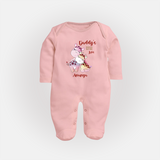 Daddy's Little Love - Valentine's Day Themed Customized Sleep Suit For Babies With Name - BABY PINK - New Born (Chest 7.5")