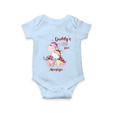 Daddy's Little Love - Valentine's Day Themed Customized Romper For Babies With Name - BABY BLUE - 0 - 3 Months Old (Chest 16")