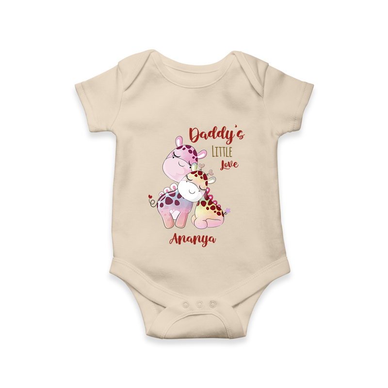 Daddy's Little Love - Valentine's Day Themed Customized Romper For Babies With Name - IVORY - 0 - 3 Months Old (Chest 16")