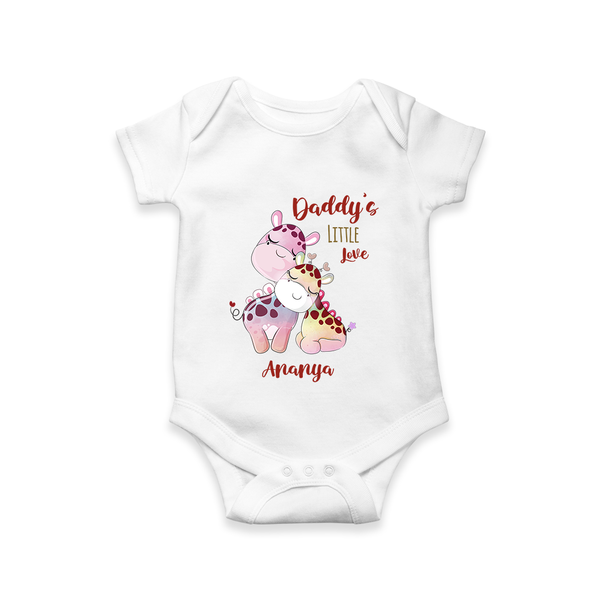 Daddy's Little Love - Valentine's Day Themed Customized Romper For Babies With Name - WHITE - 0 - 3 Months Old (Chest 16")