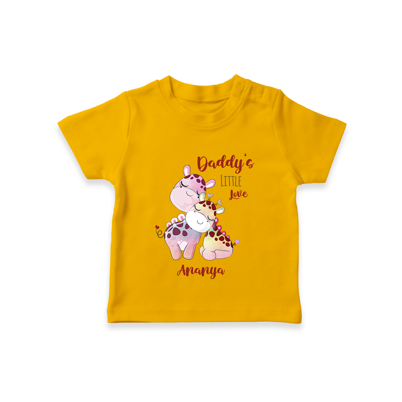 Daddy's Little Love - Valentine's Day Themed Customized T-Shirt For Kids With Name - CHROME YELLOW - 0-5 Months Old (Chest 17")