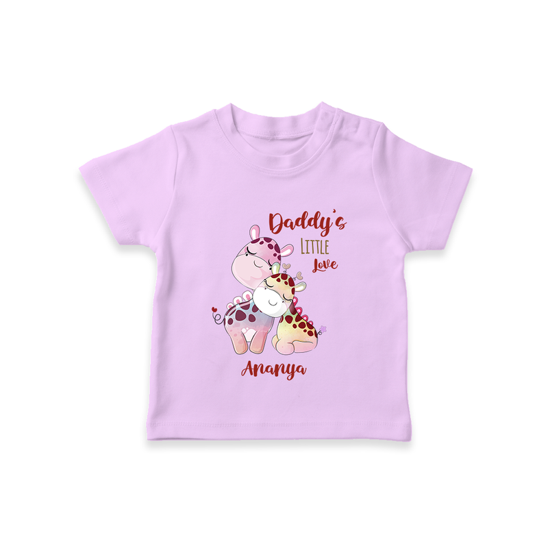 Daddy's Little Love - Valentine's Day Themed Customized T-Shirt For Kids With Name - LILAC - 0-5 Months Old (Chest 17")