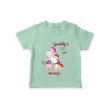 Daddy's Little Love - Valentine's Day Themed Customized T-Shirt For Kids With Name - MINT GREEN - 0-5 Months Old (Chest 17")