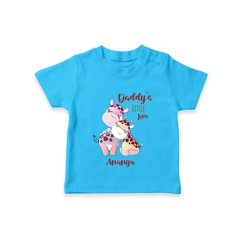 Daddy's Little Love - Valentine's Day Themed Customized T-Shirt For Kids With Name - SKY BLUE - 0-5 Months Old (Chest 17")