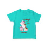 Daddy's Little Love - Valentine's Day Themed Customized T-Shirt For Kids With Name - TEAL - 0-5 Months Old (Chest 17")