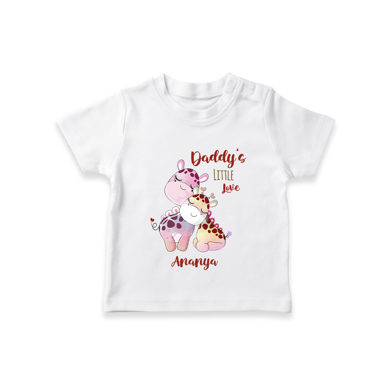 Daddy's Little Love - Valentine's Day Themed Customized T-Shirt For Kids With Name - WHITE - 0-5 Months Old (Chest 17")