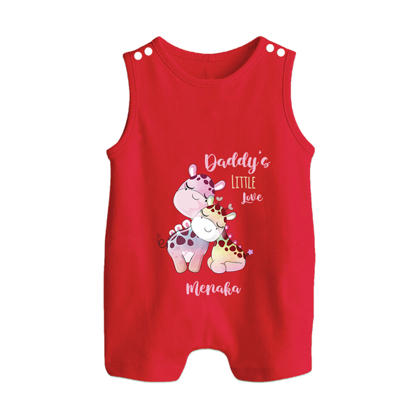 Daddy's Little Love - Valentine's Day Themed Customized Romper Suit For Babies With Name - RED - 0 - 5 Months Old (Chest 18")