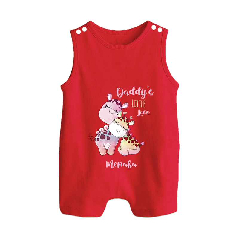 Daddy's Little Love - Valentine's Day Themed Customized Romper Suit For Babies With Name - RED - 0 - 5 Months Old (Chest 18")