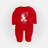 Daddy's Little Love - Valentine's Day Themed Customized Sleep Suit For Babies With Name - RED - New Born (Chest 7.5")