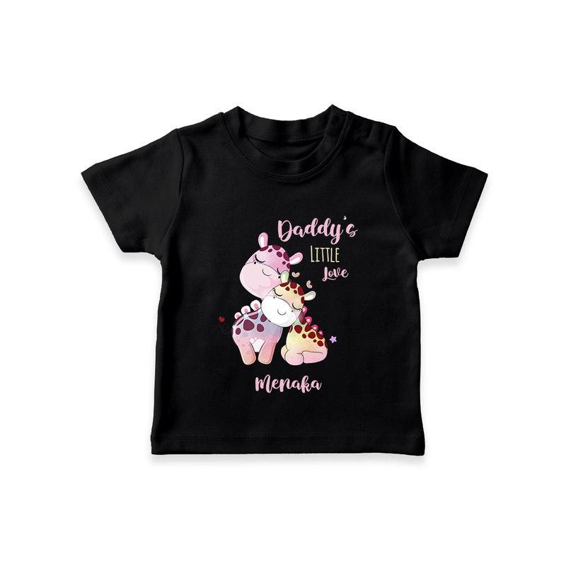 Daddy's Little Love - Valentine's Day Themed Customized T-Shirt For Kids With Name - BLACK - 0-5 Months Old (Chest 17")