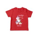 Daddy's Little Love - Valentine's Day Themed Customized T-Shirt For Kids With Name - RED - 0-5 Months Old (Chest 17")