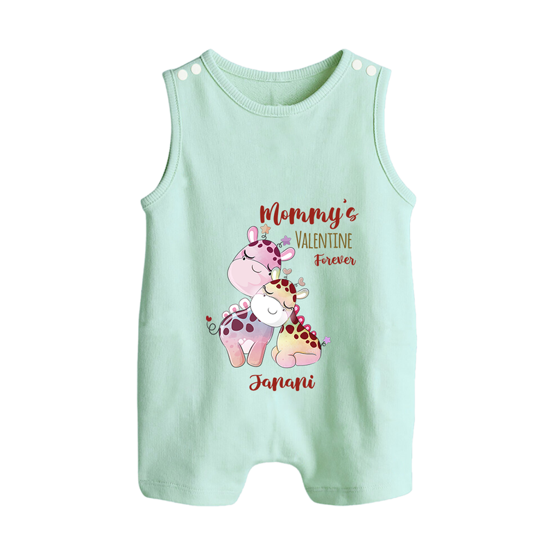 Mommy's Little Love - Valentine's Day Themed Customized Romper Suit For Babies With Name - MINT GREEN - 0 - 5 Months Old (Chest 18")