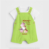 Mommy's Little Love - Valentine's Day Themed Customized Dungaree Set For Kids With Name - GREEN - 0 - 5 Months Old (Chest 18")