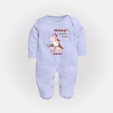 Mommy's Little Love - Valentine's Day Themed Customized Sleep Suit For Babies With Name - BABY BLUE - New Born (Chest 7.5")