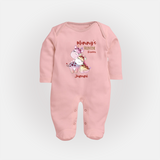 Mommy's Little Love - Valentine's Day Themed Customized Sleep Suit For Babies With Name - BABY PINK - New Born (Chest 7.5")