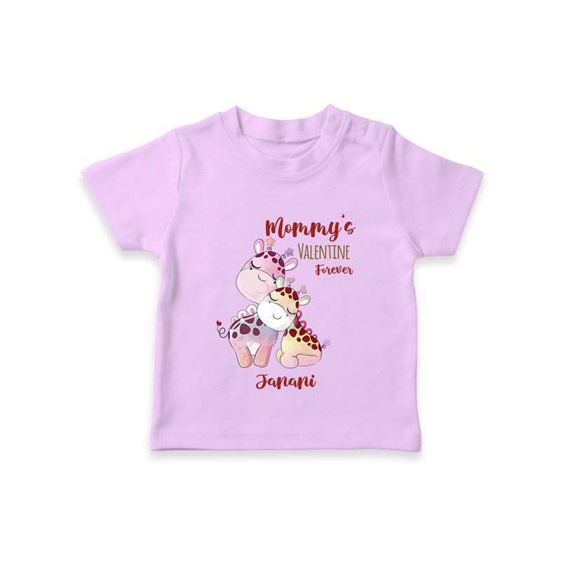 Mommy's Little Love - Valentine's Day Themed Customized T-Shirt For Kids With Name - LILAC - 0-5 Months Old (Chest 17")