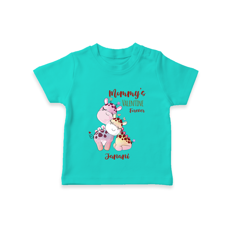 Mommy's Little Love - Valentine's Day Themed Customized T-Shirt For Kids With Name - TEAL - 0-5 Months Old (Chest 17")