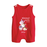 Mommy's Little Love - Valentine's Day Themed Customized Romper Suit For Babies With Name - RED - 0 - 5 Months Old (Chest 18")