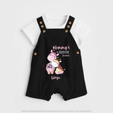 Mommy's Little Love - Valentine's Day Themed Customized Dungaree Set For Kids With Name - BLACK - 0 - 5 Months Old (Chest 18")