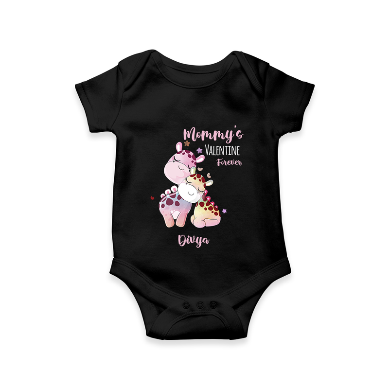 Mommy's Little Love - Valentine's Day Themed Customized Romper For Babies With Name - BLACK - 0 - 3 Months Old (Chest 16")