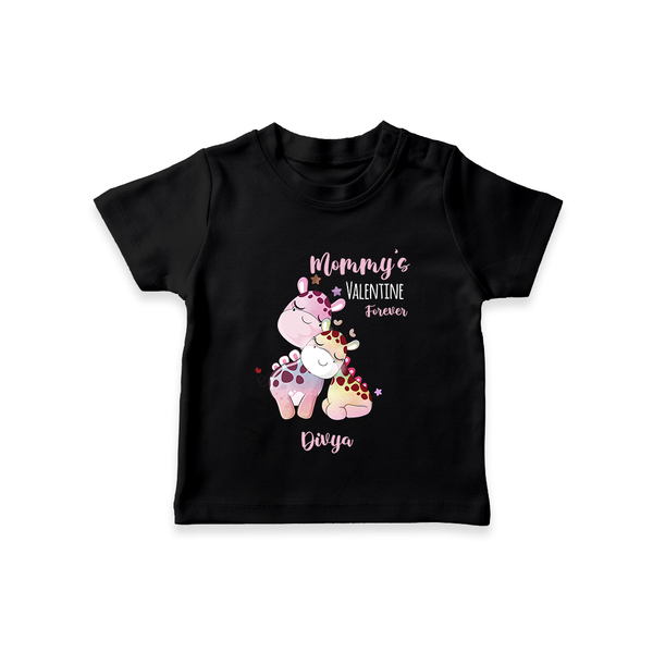 Mommy's Little Love - Valentine's Day Themed Customized T-Shirt For Kids With Name - BLACK - 0-5 Months Old (Chest 17")