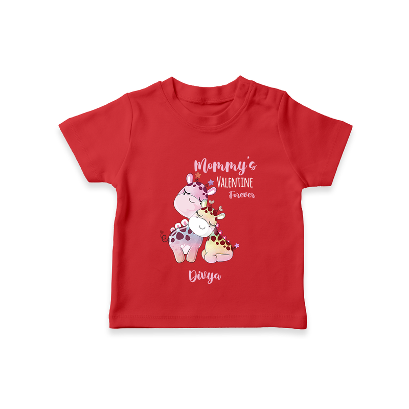 Mommy's Little Love - Valentine's Day Themed Customized T-Shirt For Kids With Name - RED - 0-5 Months Old (Chest 17")