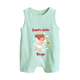 Cupid's Cutie - Valentine's Day Themed Customized Romper Suit For Babies With Name - MINT GREEN - 0 - 5 Months Old (Chest 18")