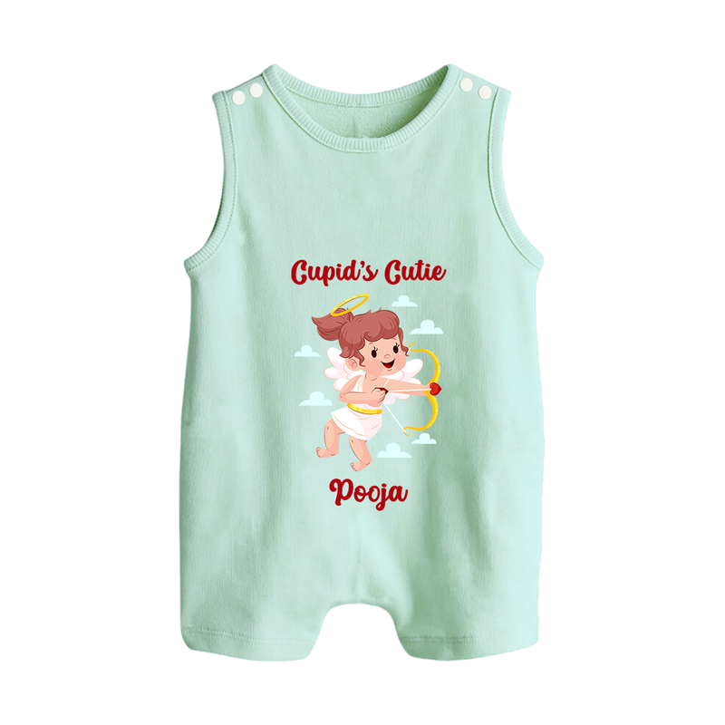 Cupid's Cutie - Valentine's Day Themed Customized Romper Suit For Babies With Name - MINT GREEN - 0 - 5 Months Old (Chest 18")