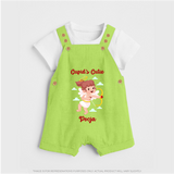 Cupid's Cutie - Valentine's Day Themed Customized Dungaree Set For Kids With Name - GREEN - 0 - 5 Months Old (Chest 18")