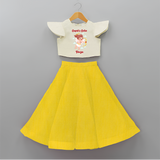 Cupid's Cutie - Valentine's Day Themed Customized Crop Top And Skirt For Kids With Name - YELLOW - 6 - 9 Months Old (Chest 20" , Frock Waist 20")