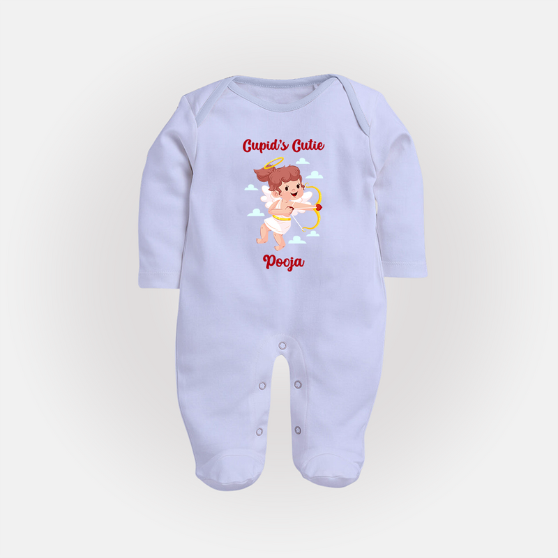 Cupid's Cutie - Valentine's Day Themed Customized Sleep Suit For Babies With Name - BABY BLUE - New Born (Chest 7.5")