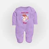 Cupid's Cutie - Valentine's Day Themed Customized Sleep Suit For Babies With Name - LILAC - New Born (Chest 7.5")