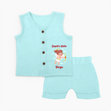 Cupid's Cutie - Valentine's Day Themed Customized Jabla Set For Babies With Name - BABY BLUE - 0 - 3 Months Old (Chest 9.8")